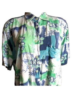 True Vintage Small Hawaiian Top Krazy Kat Short Sleeve Button-Down Shirt Rayon